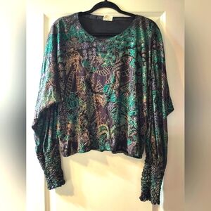 Vintage 90s Indonesian Batik Rayon Shirt – Tropical Village Print Oversized Fit